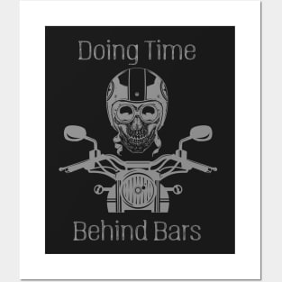 Motorcycle Rider Doing Time Behind Bars T-Shirt Posters and Art